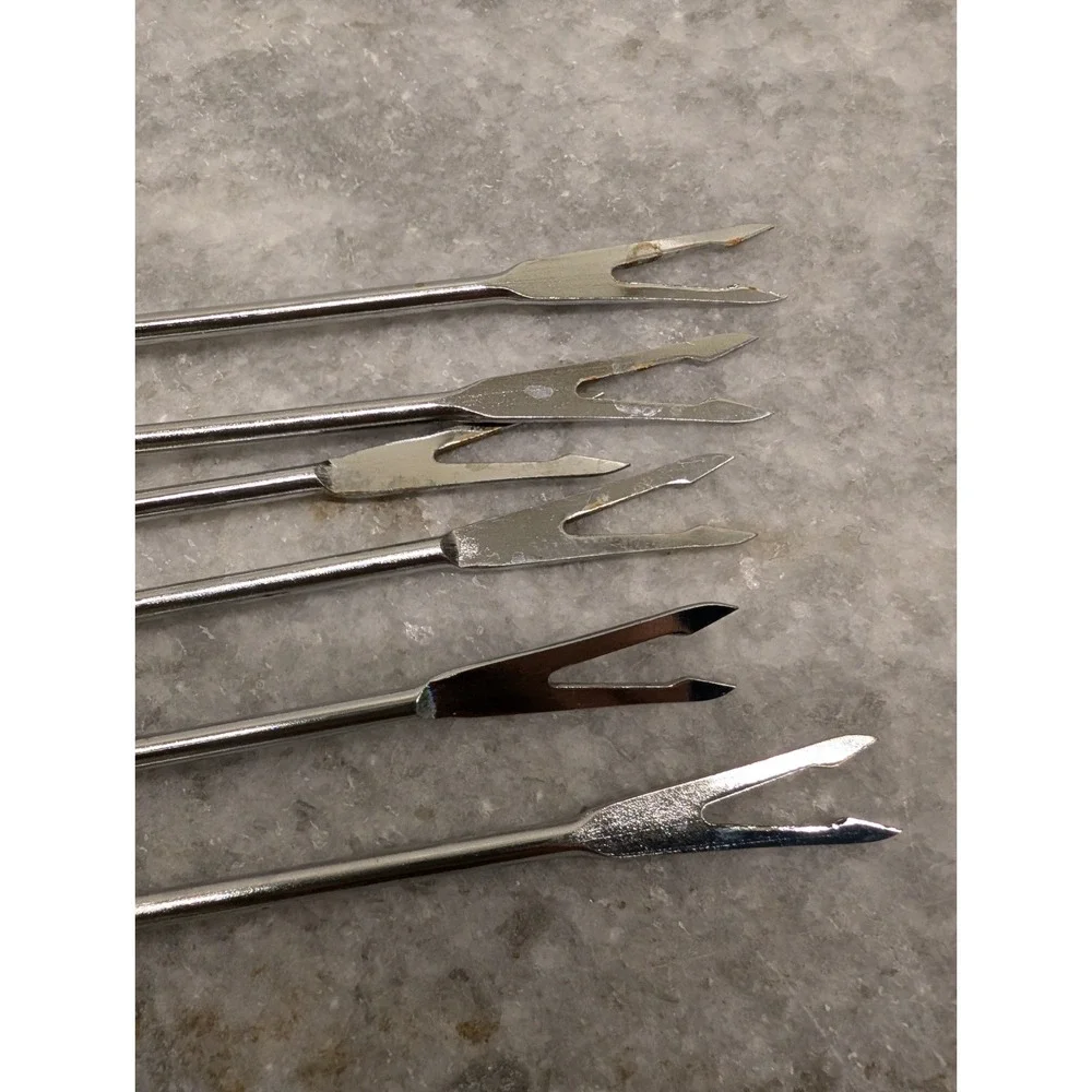 Vintage Fondue Forks Skewers Set of 6 Wooden Color Coded Mid Century Retro 1970s